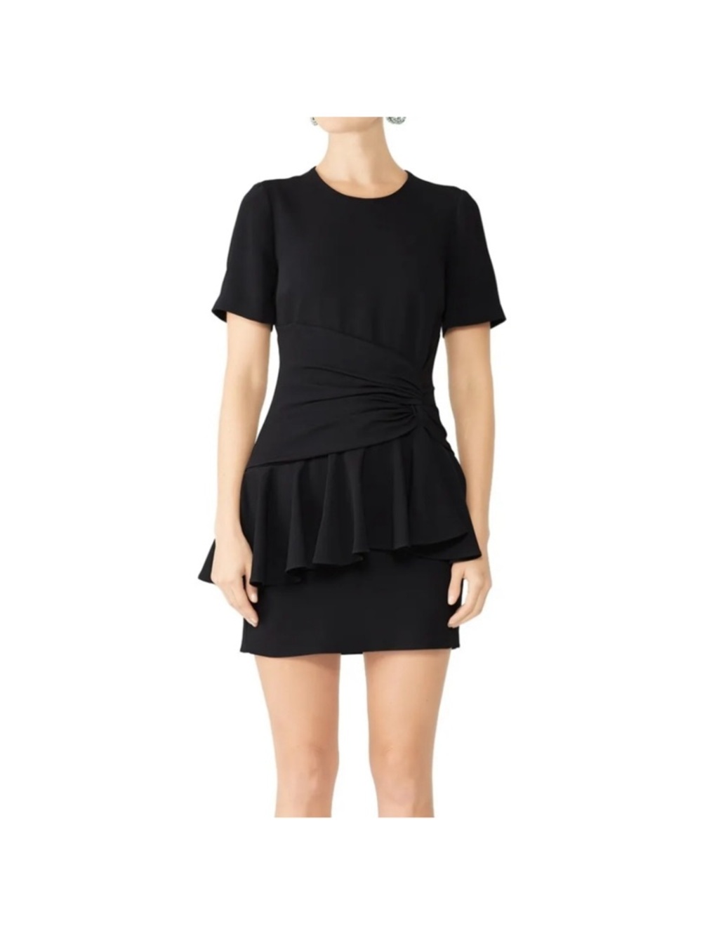 Cinq a Sept Twisted Peplum Short Sleeve Dress